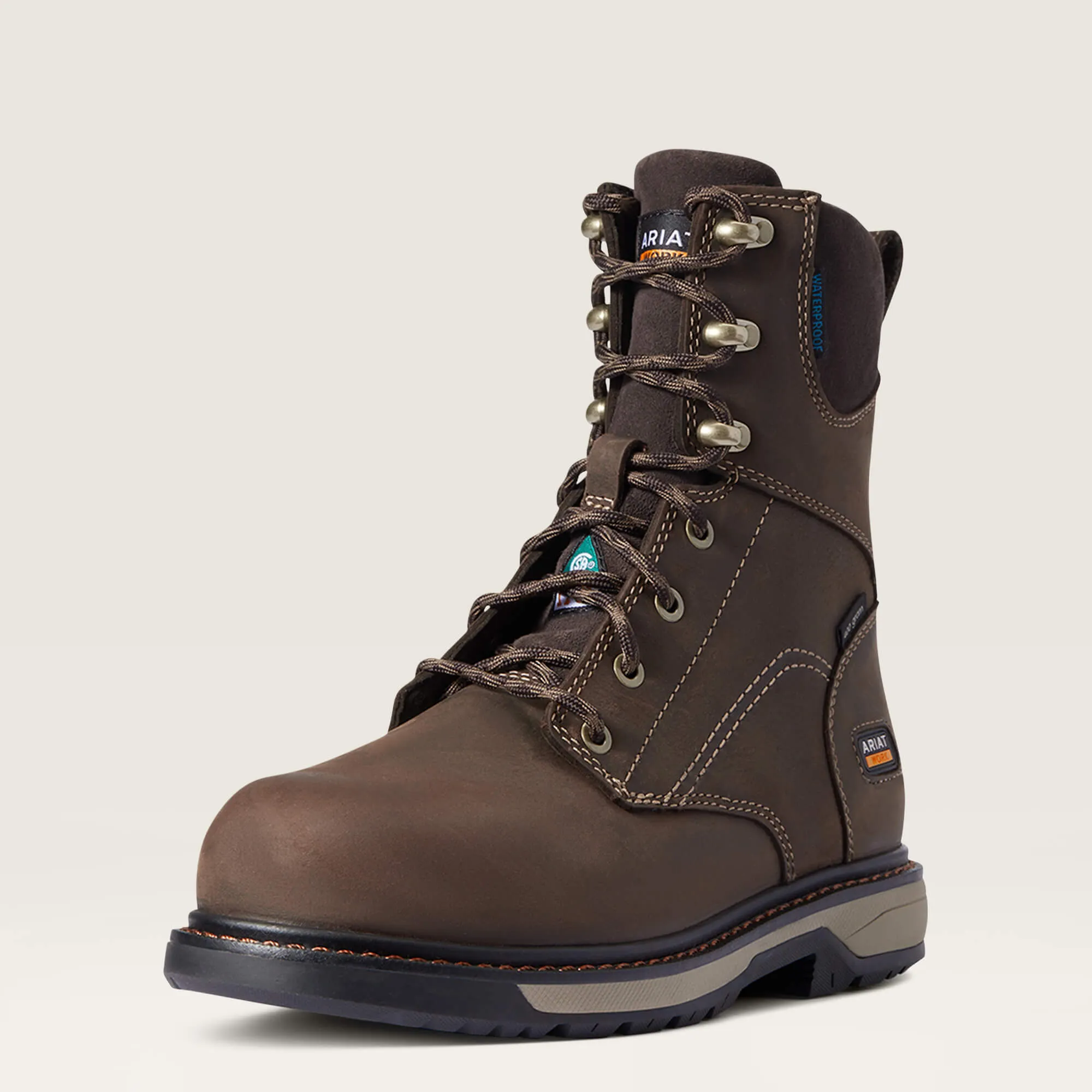 Ariat Women's Riveter CSA 8" Comp Toe WP 400G Ins PR Work Boot - Brown - 10036707