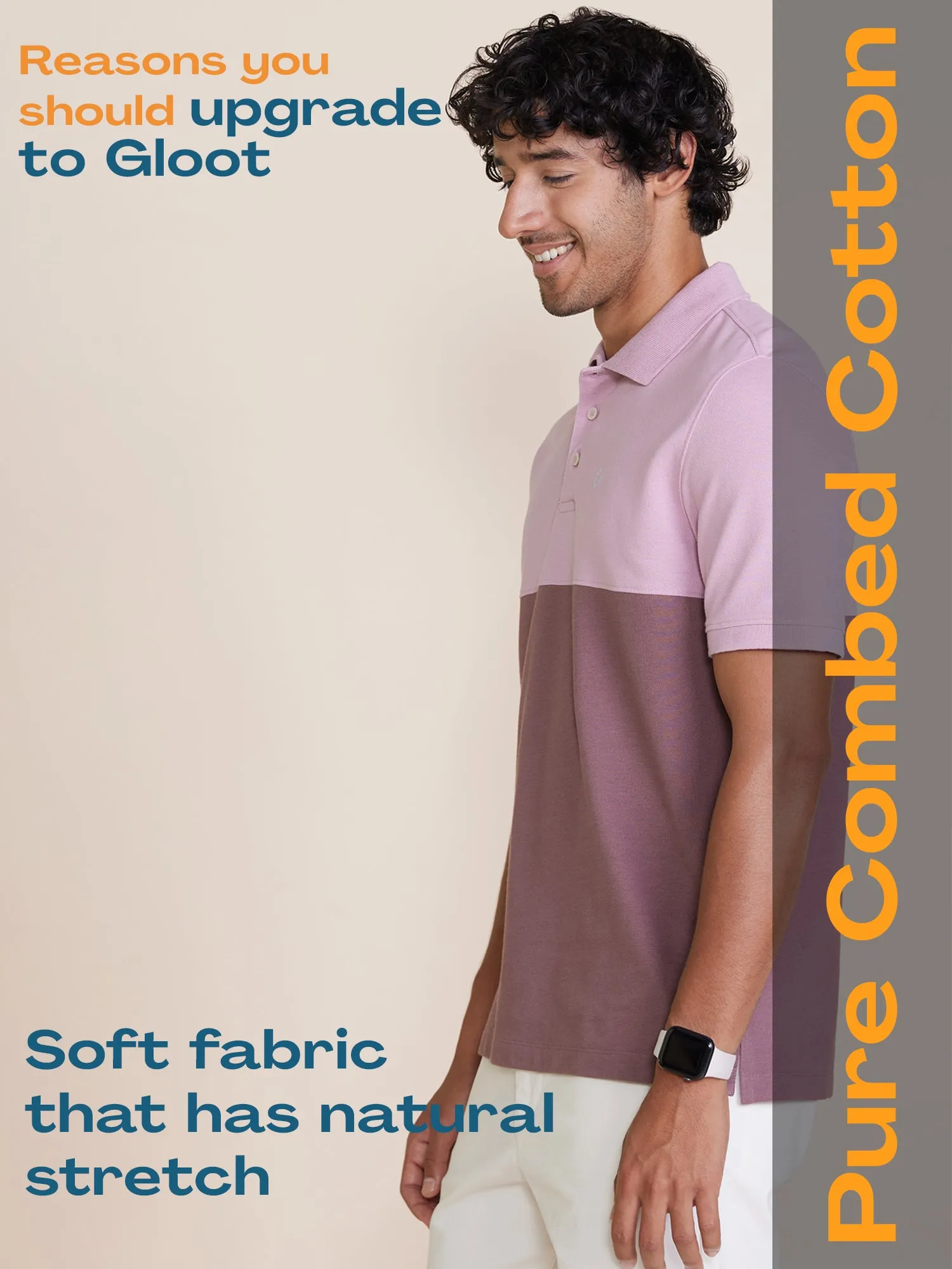 Color Block Polo T-shirt Lavender