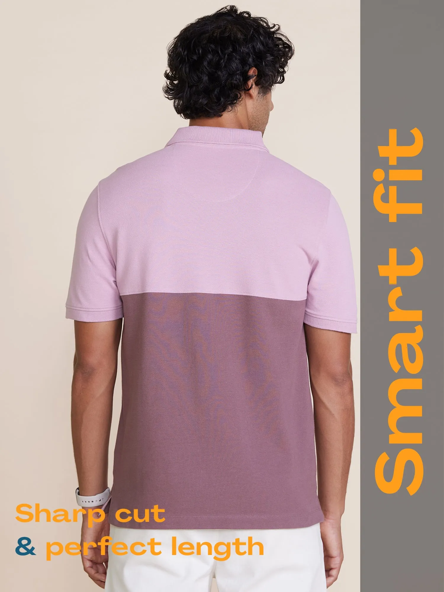 Color Block Polo T-shirt Lavender
