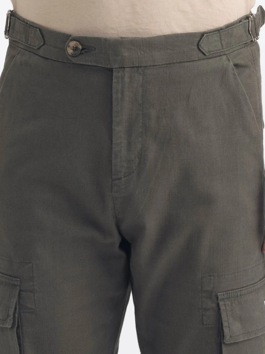 Green Cotton Stretch Cargo Pant