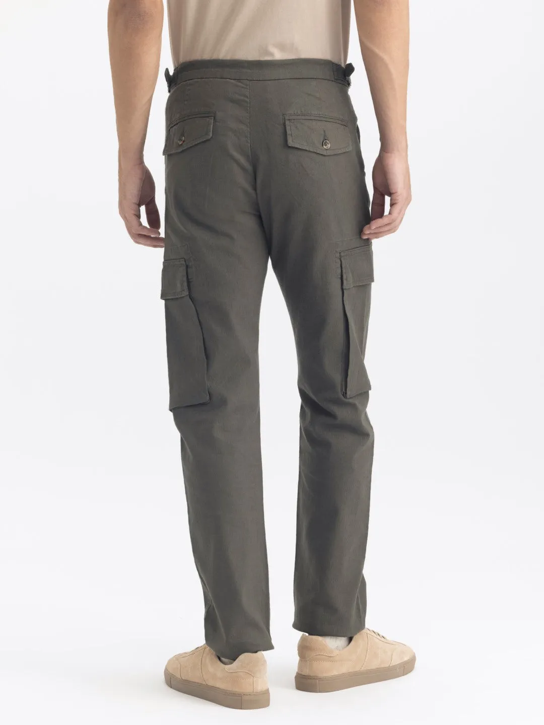 Green Cotton Stretch Cargo Pant