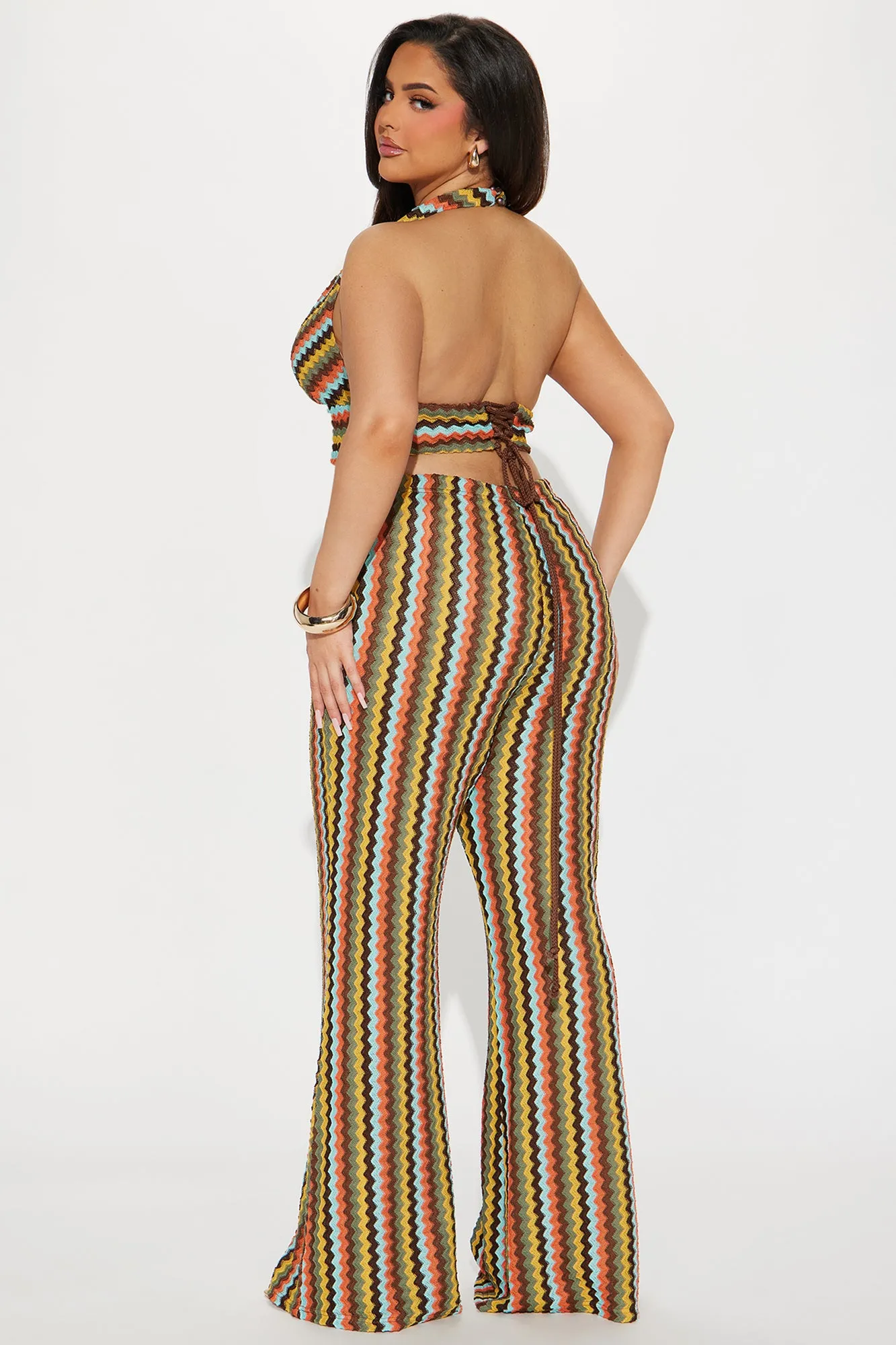 In A Daze Crochet Pant Set - Brown/combo
