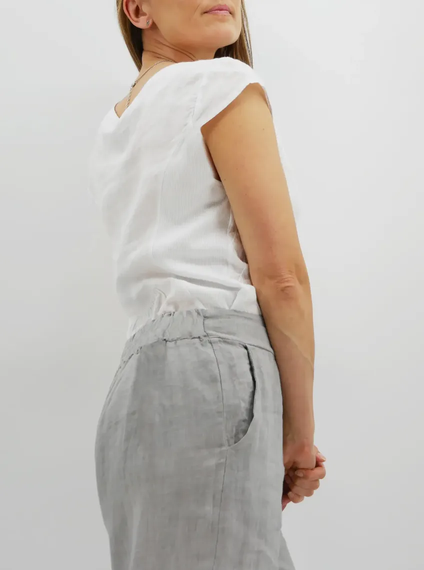 Luca Vanucci pant 1464, cropped smooth-front linen