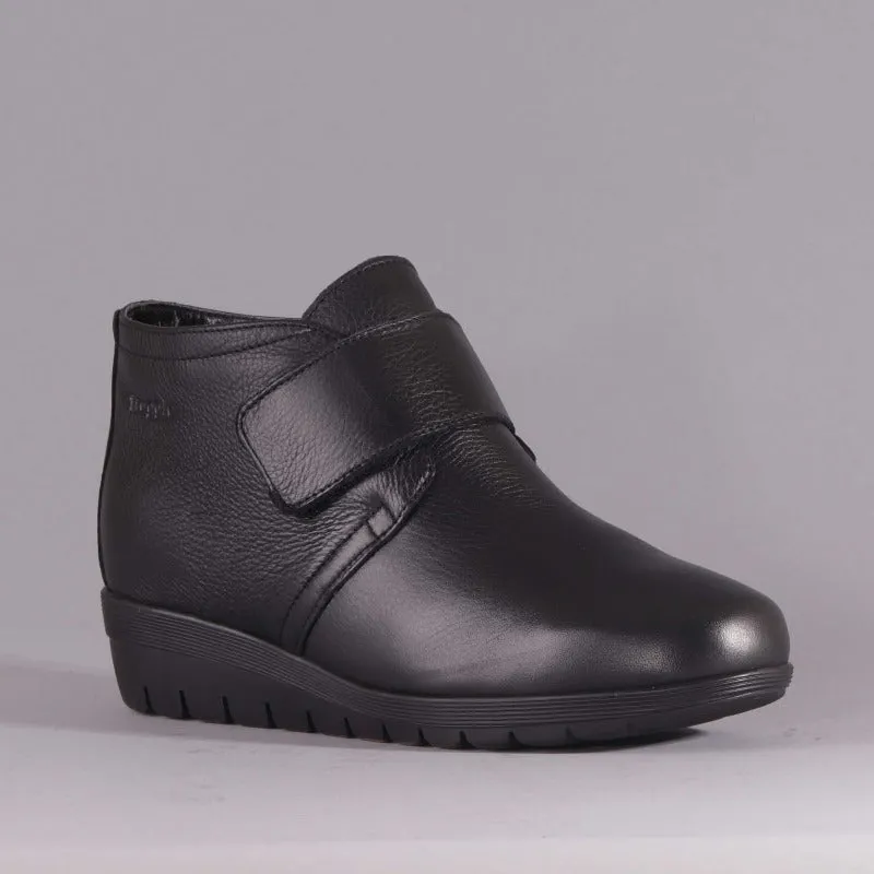 Wider Fit Ankle Boot with Velcro Strap in Black - 12251