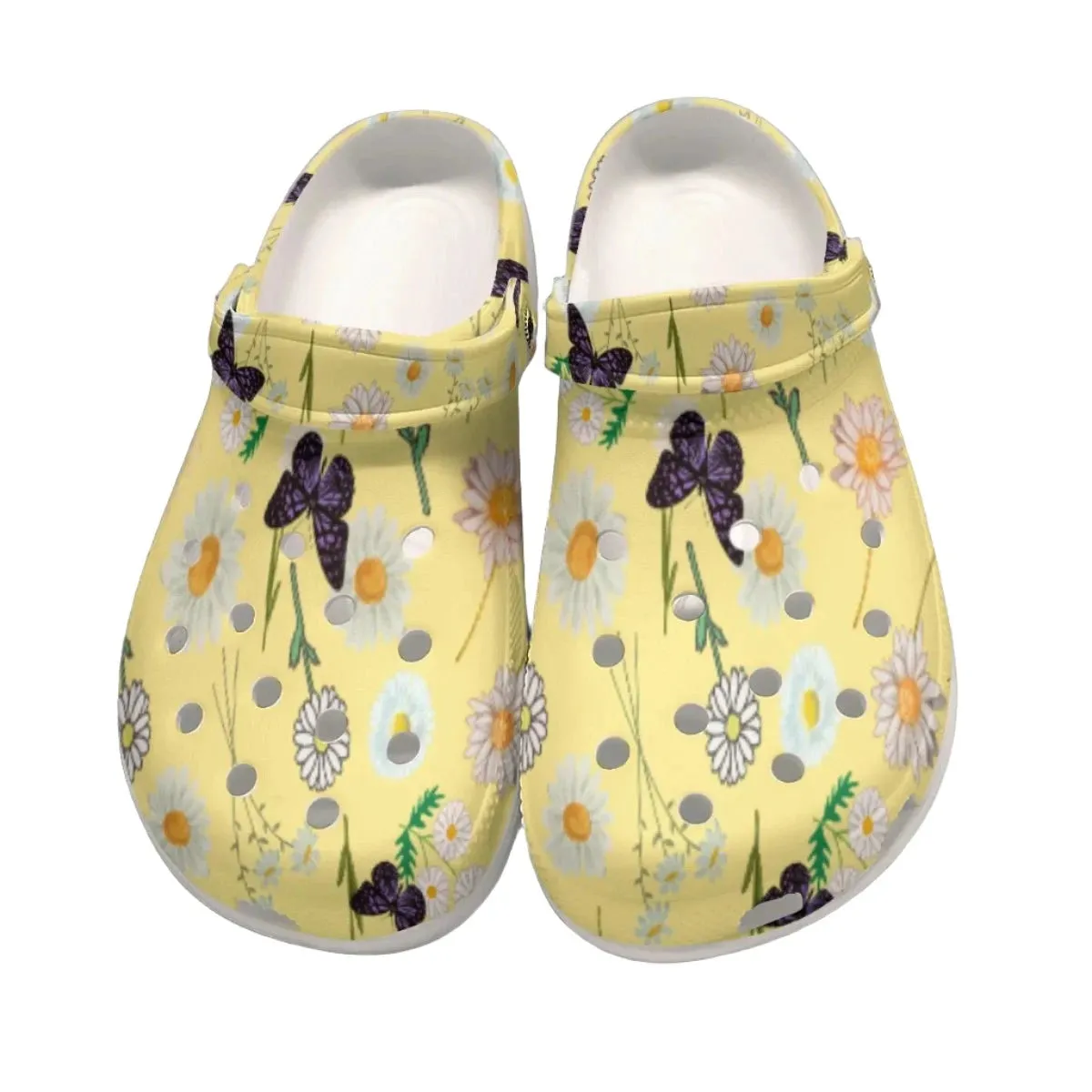Yellow Daisies with Purple Butterflies Rubber Shoes up to size 12