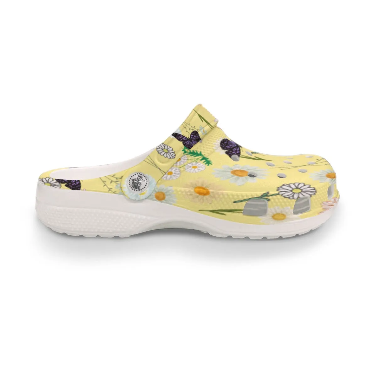 Yellow Daisies with Purple Butterflies Rubber Shoes up to size 12